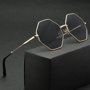 2021 New Vintage Glasses Polygon Women Sunglasses Fashion Brands Design Metal Eyeglasses Sun Mirror Women Men Sun Glasses Uv400